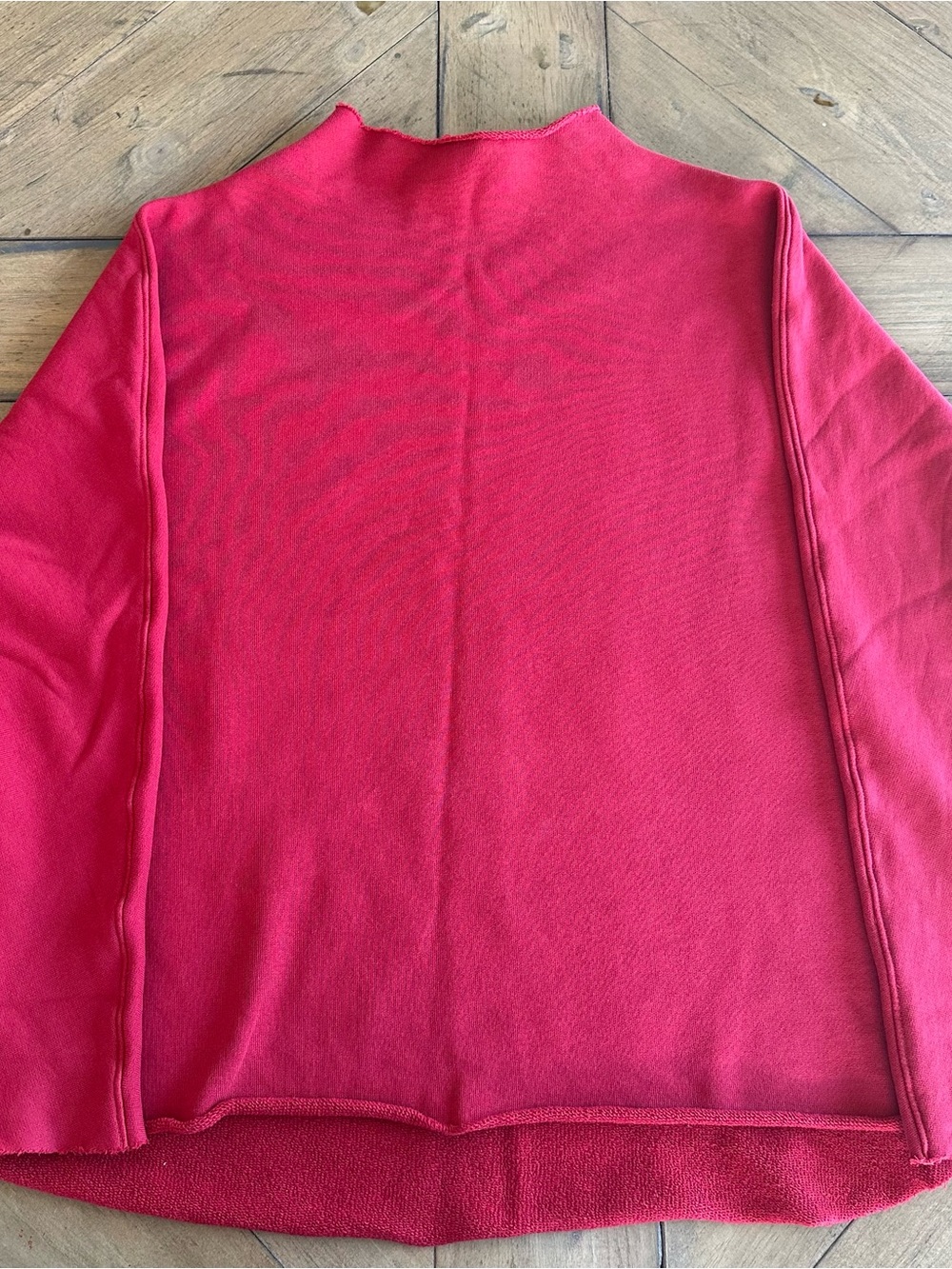 Frank & Eileen Effie Long Sleeve Funnel Neck Capelet Sweatshirt Red Terry Med - Picture 2 of 9